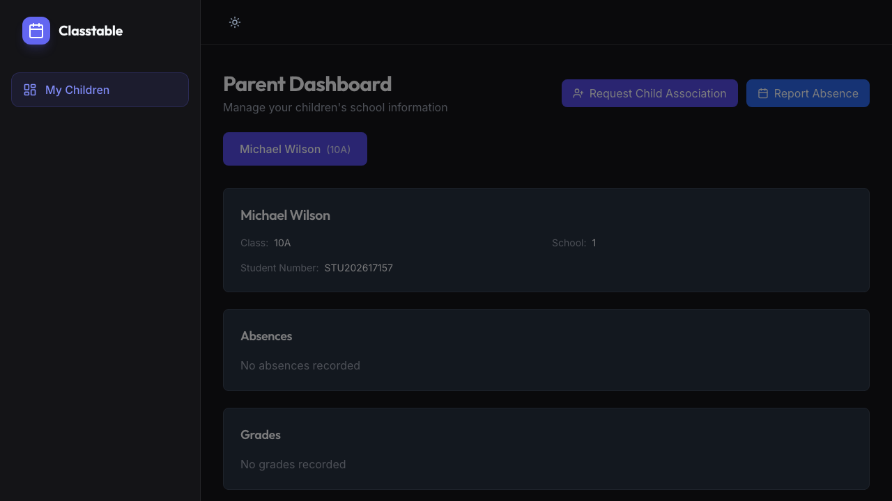 Parent dashboard showing child Paul Lopez's info